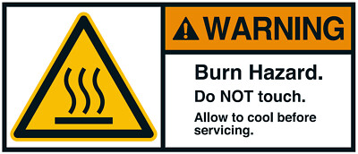 Warnaufkleber  WARNING Burn Hazard. Do NOT touch. Allow..  35x80/45x100/70x160mm