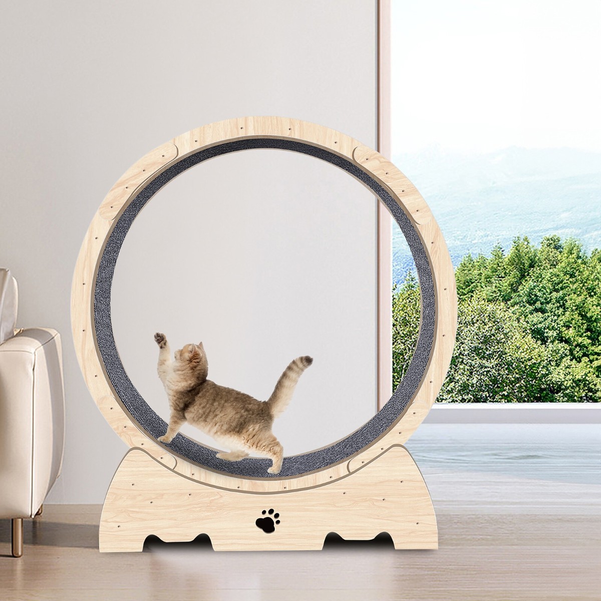 Large Wooden Cat Exercise Wheel Cat Treadmill Running Wheel