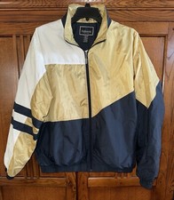Vintage Holloway Zip Front Windbreaker Jacket Gold/Navy/Wh Size XLarge