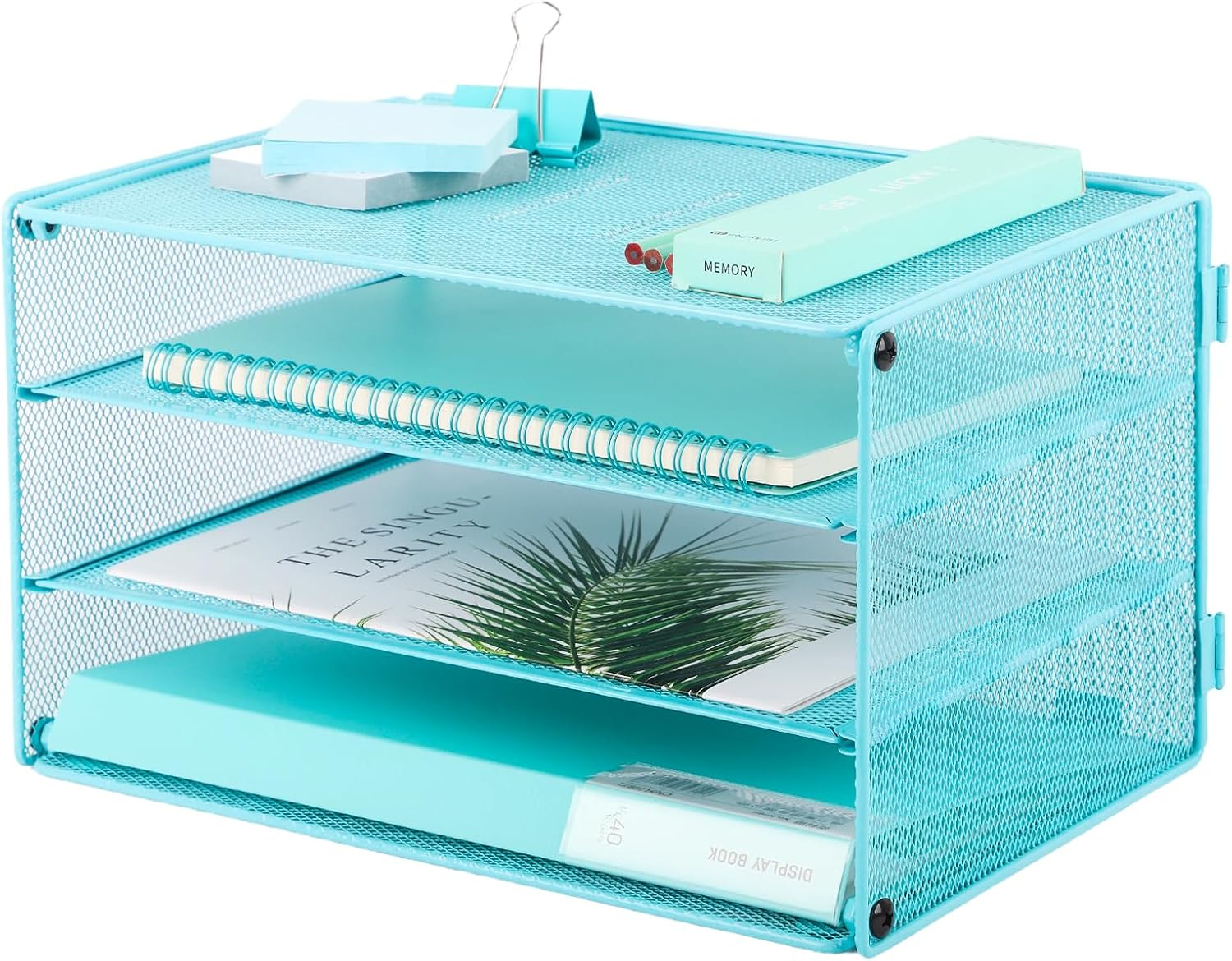3 Tier Mesh Paper Organizer Tray for Desk File Letter Sorter Holder-image