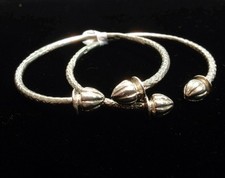 Pair Of Handmade West Indian Sterling Silver Bangles - Baby Size