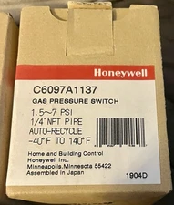 Honeywell C6097A1137 Gas Pressure Switch New Wholesaler Inventory