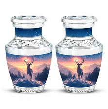 Deer Urn Ashes 3Inch Set Of 2 Burial & Funeral Ash Container Cremation Memorial