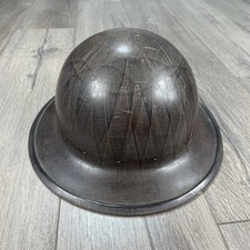 Vintage MSA Skullgard Fiberglass Full Brim Hard Hat Tan Missing Suspension Brown