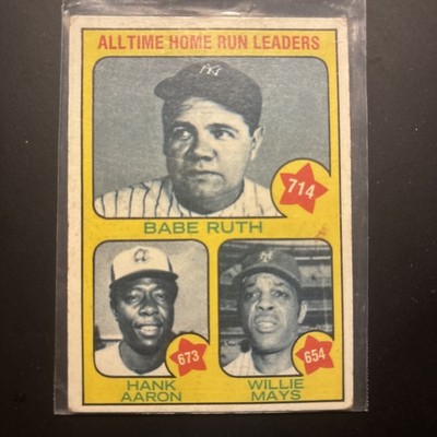 1973 Babe Ruth Hank Aaron Willie Mays Home Run Leaders #1 Topps EX