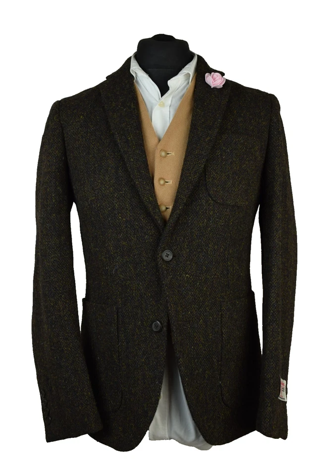 Harris Tweed Tailored Country 2 Tone Brown Blazer Jacket 36R #33 BNWT - Image 2 of 4