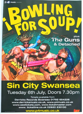 Bowling for Soup Hand Signed presentation A4 on glossy print by the band