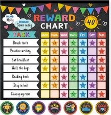 Reward Chart for Kids,Magnetic Behavior Chore Chart for Kids at Home,26 Black...