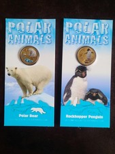 2013 $1 animali polari orso polare e pinguino Rockhopper 2 monete non circolate RAM