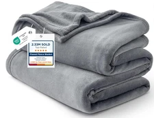 Bedsure Gentlesoft Fleece King Size Blankets for Bed Grey - Soft Lightweight Plu