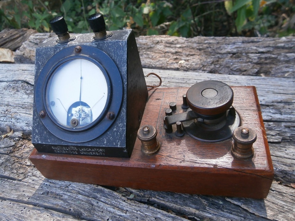 A solid brass scientific measuring meter from Cambridge University's engineering lab — provenance doesn't get more prestigious or visually stunning than this.