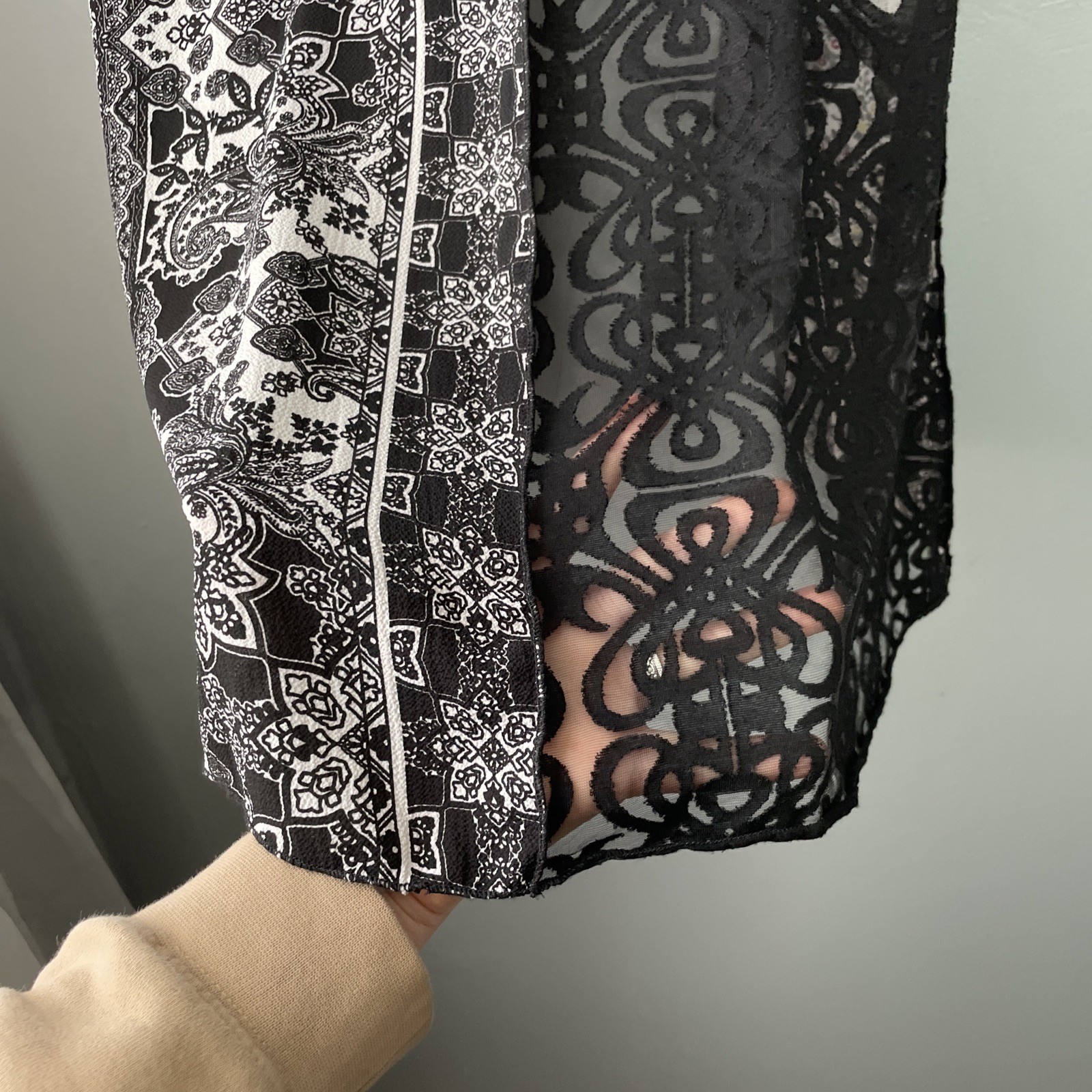 Papillon Cardigan Size Large Patchwork Sheer Blac… - image 6