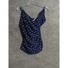 Gabar One Piece Swimsuit 12 Polka Dot Ruched Pinup Retro Coastal Classic Beach