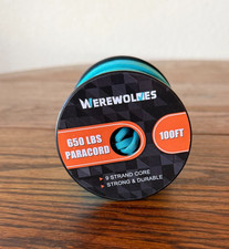 WEREWOLVES 650lb Paracord/Parachute Cord, Rope 9 Strand, 100 Feet, Turquoise New