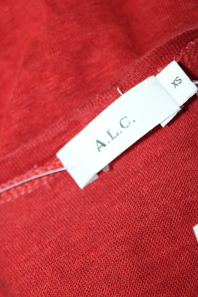 Top tejido de lino con volantes cuello redondo sin mangas ALC para mujer rojo talla extra pequeña Foto 4 de 4