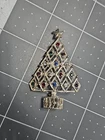 Vintage Eisenberg Ice Silver Tone Christmas Tree brooch pin colorful Rhinestone