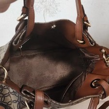Dux Pattern Tote Bag Brown Leather Lightweight Casual Bag