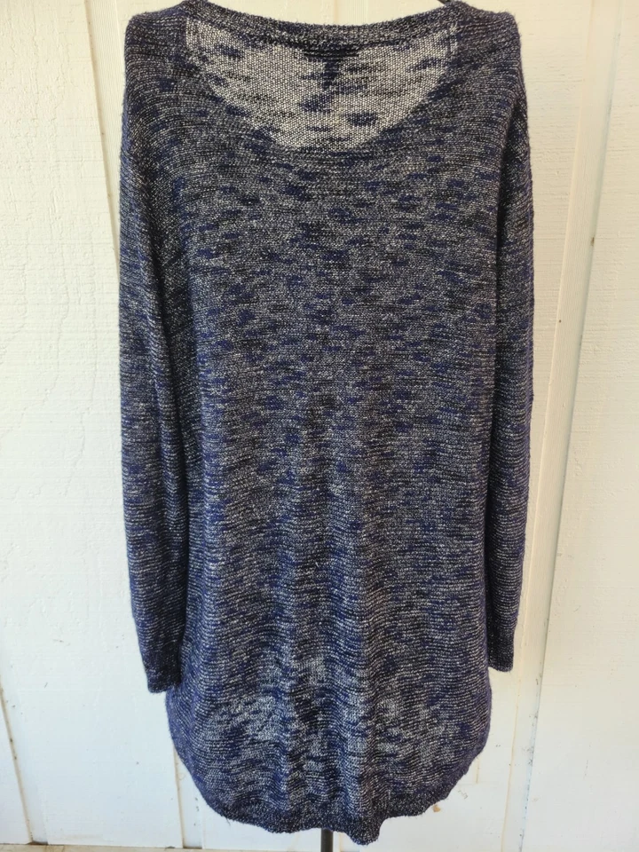 1X Suéter Eileen Fisher Karma Jacquard Tejido Abierto Pullover Lino Viscosa Mezcla Foto 4 de 4