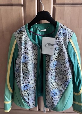 Brian Rennie Lammnappaleder Jacke Gr.44 Snake-Print Grün