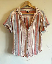 Universal Thread Beige Red Blue Striped Butto...