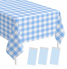 3 Pack Light Blue Gingham Tablecloth Rectangle 54 X 108 Blue And White Checkered