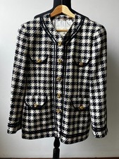 Vintage ESCADA by Margaretha Ley Houndstooth Wool Jacket Blazer Gold Buttons 40