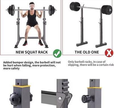 #ad Adjustable Metal Squat Rack Gray with Safety Bumper Design for Home Use $150.20