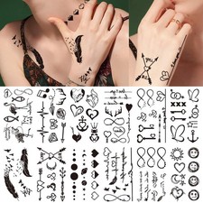 30 Sheets Fake Black Tiny Temporary Tattoo, Hands 30 Count Pack of 1 ,