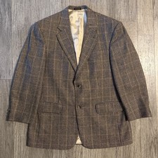 Vintage Unbranded Houndstooth Plaid Cashmere Blazer Men s Size 42 Regular
