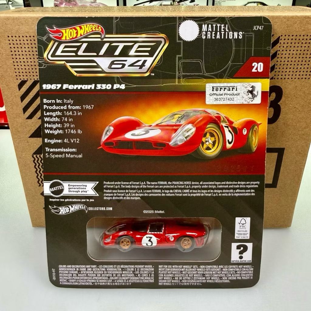 Mattel Creations Hot Wheels Elite 64 1967 Ferrari 330 P4 (JCP47