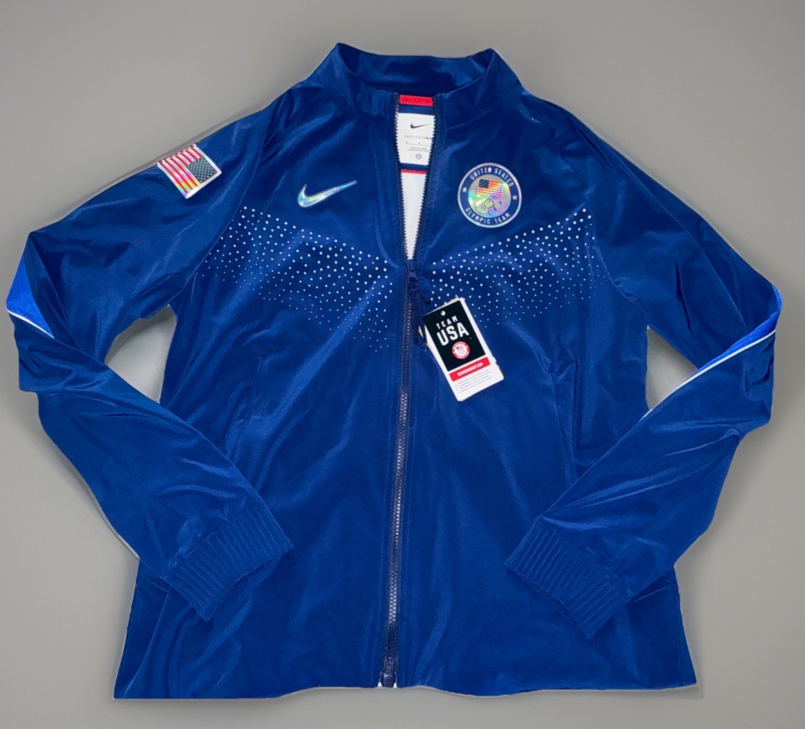 SACAI X NIKE Giacca da podio 400$ Nike Team USA Paris 2024 Giochi Olimpici Dri Fit Blu Donna M