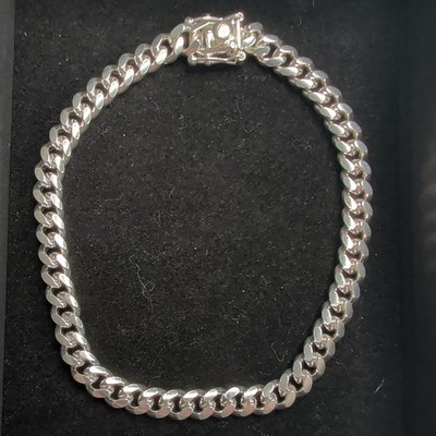 8 Zoll Echt Massiv 925 Sterlingsilber Miami Kubanisch Herren Armband 5,5 mm Box Verschluss