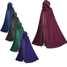 Unisex Adult Hooded Cape Medieval Renaissance Cloak Devil Witch Cosplay Costume~