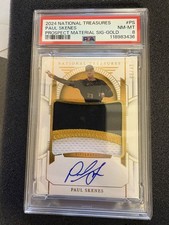 2024 National Treasures Paul Skenes Prospect Material Signatures Gold /49 PSA 8