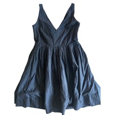 J.Crew Navy Fit & Flare Midi SunDress Cotton Full Skirt Minimalist Romantic