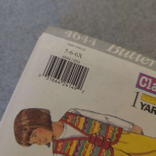 Butterick 4644 klassische Kinder Weste Muster Unisex Größen 4-6X schnell & einfach UNGESCHNITTEN - Bild 2 von 5