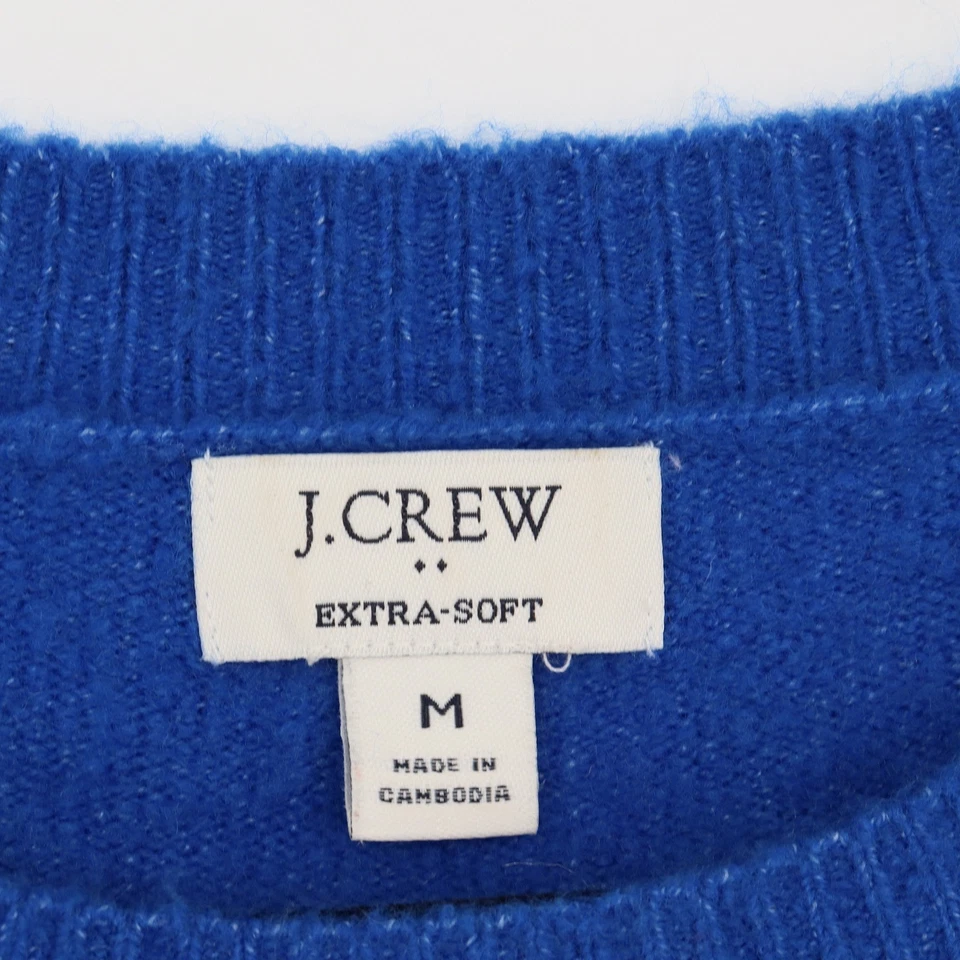 J. Suéter de hilo extra suave cuello redondo para mujer talla M mezcla de lana azul real Foto 3 de 4