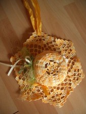 Dekohut Wandhut Hut Häkeln Häkelhut Handarbeit Gelb/Orange meliert NEU