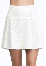 Bebe Perforated Leather Flounce Skirt In White Sz 8