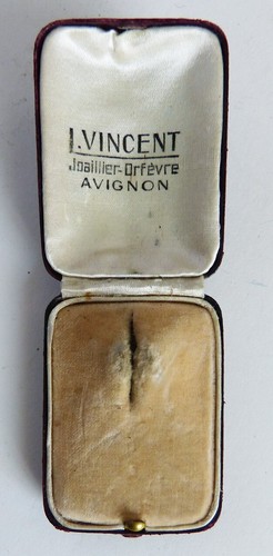 Écrin à Bijoux Ancien En Cuir - Marque Vincent à Avignon - Pour Broche Ou Pendentif - Occasion - Boîte Vintage