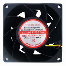 Evercool 80mm x 38mm 12v High Speed Ball Cooling Fan 3pin EC8038H12BA