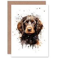 Cockapoo Fans Geschenk Aquarell Haustier Portrait Geburtstagskarte