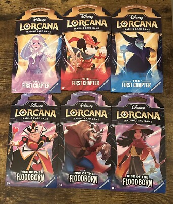 DISNEY LORCANA Floodborn + First Chapter Booster Packs Lot ALL 6 DIFFERENT ART