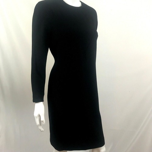 Louis Feraud Dress French Designer 12 100% Virgin Wool Lined Knee Length Luxury - Picture 3 of 9