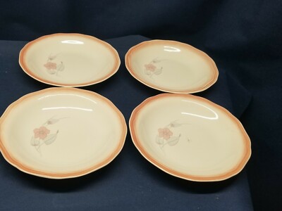 Vintage Vitramik by Oxford Brazil Set/4 Soup/Salad  Bowls Embossed Pink/Floral 
