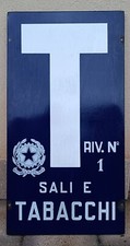 Insegna Tabella Smaltata Sali E Tabacchi Anni 50 60 Blu Vintage