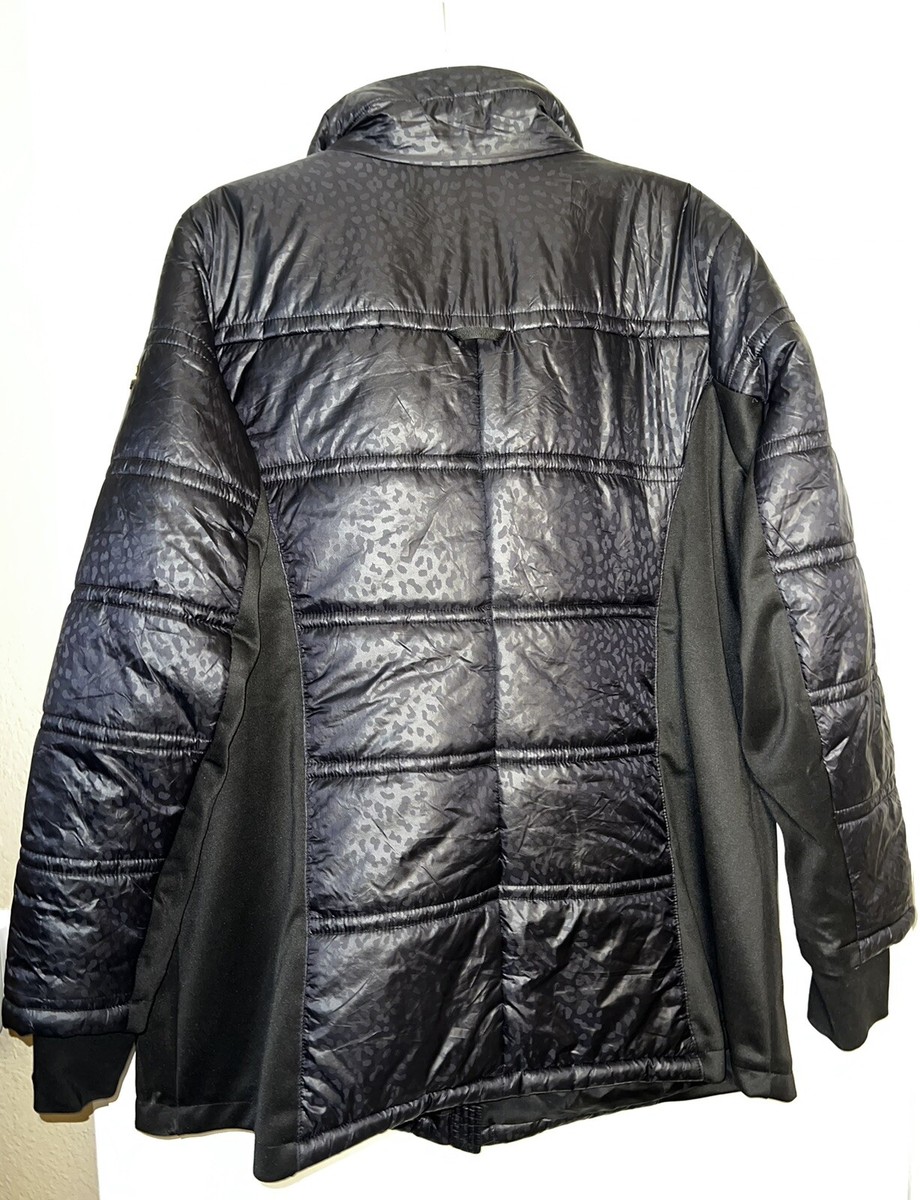 MICHAEL KORS ダウンジャケット XS Michael Kors Womens Down Puffer Coat, Black w/leopard Print Size