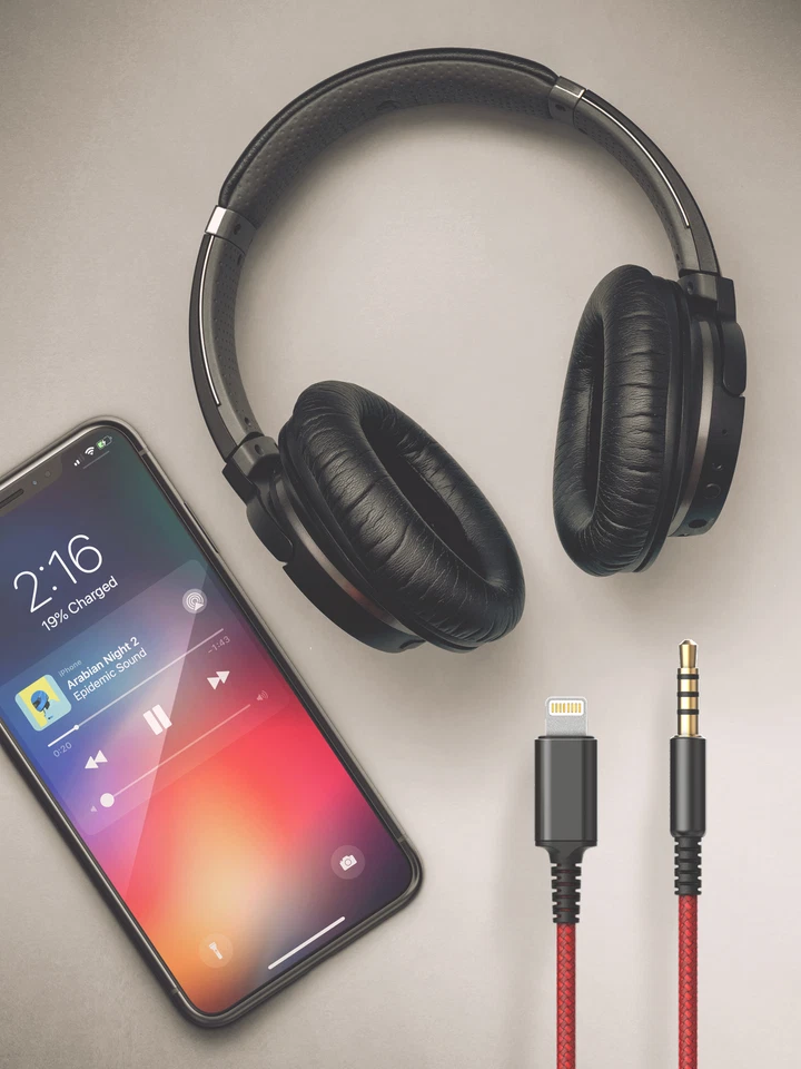 iPhone Adapter Headphone Cable With Mic | Lightning Connector to 3.5mm  Aux Cord - Image 2 of 4