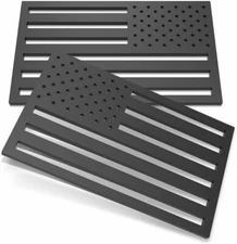 5"x 3" American Flag Fender Emblem Sticker Forward & Reverse Set Acrylic Black