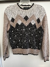 Vintage Patterned Knit Lizwear Ladies Baggy Sweater Size Small
